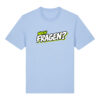 gerissen-wie-ein-lamm-schriftzug-fragen__stanley-stella-creator-2-0__blue-soul__front-main „Noch Fragen?“-Shirt | unisex, bio, OEKOTEX-100, diverse Farben | 🛜 GERISSEN WIE EIN LAMM
