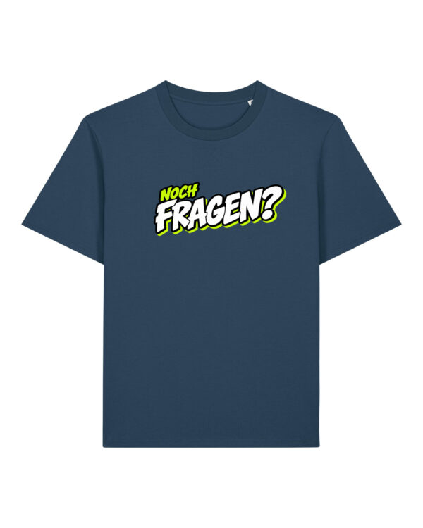 gerissen-wie-ein-lamm-schriftzug-fragen__stanley-stella-creator-2-0__deep-teal__front-main „Noch Fragen?“-Shirt | unisex, bio, OEKOTEX-100, diverse Farben | 🛜 GERISSEN WIE EIN LAMM