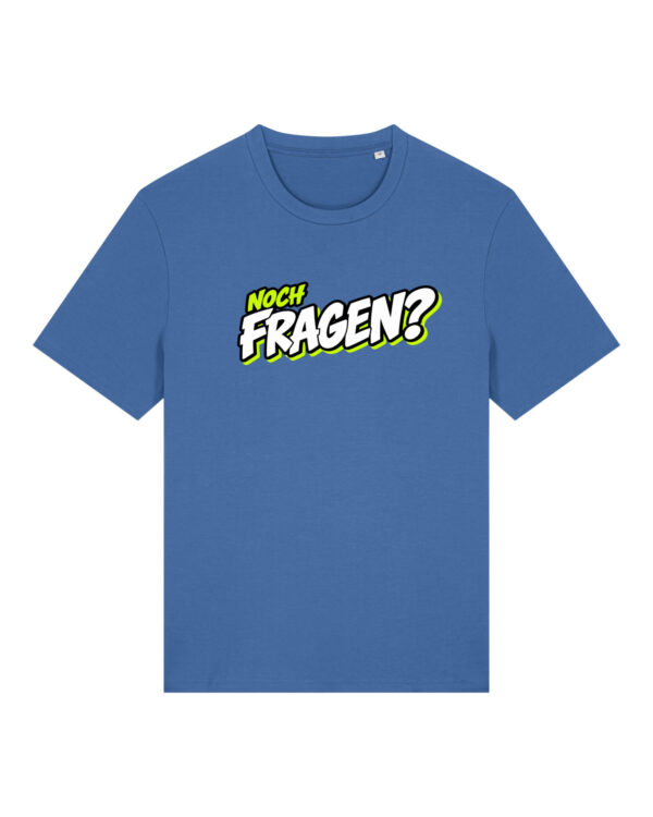 gerissen-wie-ein-lamm-schriftzug-fragen__stanley-stella-creator-2-0__mindful-blue__front-main „Noch Fragen?“-Shirt | unisex, bio, OEKOTEX-100, diverse Farben | 🛜 GERISSEN WIE EIN LAMM