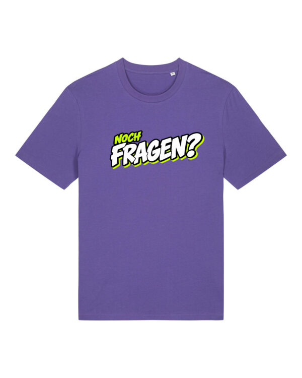 gerissen-wie-ein-lamm-schriftzug-fragen__stanley-stella-creator-2-0__purple-love__front-main „Noch Fragen?“-Shirt | unisex, bio, OEKOTEX-100, diverse Farben | 🛜 GERISSEN WIE EIN LAMM