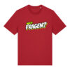 gerissen-wie-ein-lamm-schriftzug-fragen__stanley-stella-creator-2-0__red__front-main „Noch Fragen?“-Shirt | unisex, bio, OEKOTEX-100, diverse Farben | 🛜 GERISSEN WIE EIN LAMM