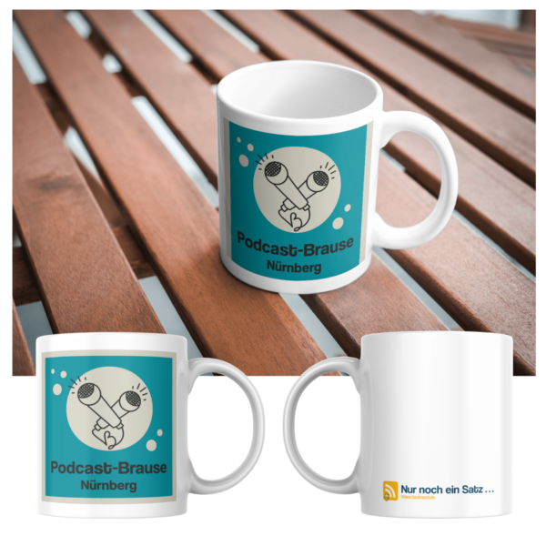 podcastbrause-cover-plus-podmerch Tasse mit Cover für Kaffee, Tee und Podcast-Freunde | 325 ml, weiß | 🛜 PODCAST-BRAUSE