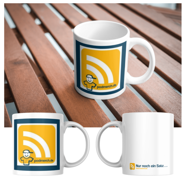 Podmerch-Tasse für Kaffee, Tee und Podcast-Freunde | 325 ml, weiß | 🛜 PODMERCH.DE